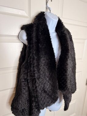 Free Planet Black Faux Fur Open-Front Vest
